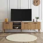 Comoda TV, Mezza, Exxen, 180x53x35 cm, Stejar