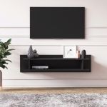 Comoda TV, Minima, Lucio, 120x30x30 cm, Negru