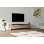 Comoda TV, Puqa Design, Pega, 160x35x35 cm, PAL, Negru / Safir