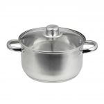 Oala cu capac Santo, Domotti, Ø22 cm, 4.8 L, inox/sticla, argintiu