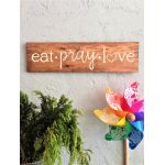 Decoratiune de perete, Eat Pray Love, 15x55x1.8 cm, Lemn , Nuc deschis