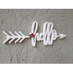 Decoratiune de perete, Mini Hello, 40x2x14 cm, Placaj, Alb