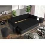 Pachet Mobila Canapea Cali Gri Antracit / Negru + Masa Grand Alba + 4 Scaune Grand Gri Inchis