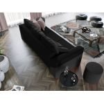 Pachet Mobila Canapea Cali Gri Antracit / Negru + Masa Grand Alba + 4 Scaune Grand Gri Inchis