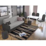 Pachet Mobila Canapea Corsica Gri / Gri Antracit + Masa Grand Alba + 4 Scaune Grand Gri Inchis