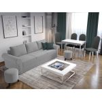 Pachet Mobila Canapea Maroc Gri Deschis + Masa Grand Alba + 4 Scaune Grand Gri Inchis