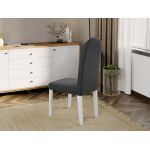 Pachet Mobila Canapea Cali Gri Antracit / Negru + Masa Grand Alba + 4 Scaune Grand Gri Inchis