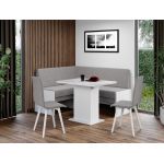 Set Coltar de Bucatarie Smart Rino 88/Pal Alb + Masa + 2 Scaune