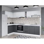 Set Mobila Bucatarie Colt Mina Dual 140*300 Gri Antracit/Alb C115