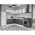 Set Mobila Bucatarie Colt Mina Dual 180*220 Gri Antracit/Alb C120