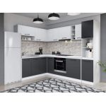 Set Mobila Bucatarie Colt Mina Dual 180*260 Gri Antracit/Alb C111