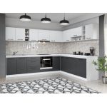 Set Mobila Bucatarie Colt Mina Dual 300*240 Gri Antracit/Alb C114
