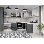 Set Mobila Bucatarie Colt Mina Dual 300*240 Gri Antracit/Alb C114
