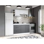 Set Mobila Bucatarie Mina Dual 140 Gri Antracit/Alb C101