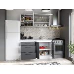 Set Mobila Bucatarie Mina Dual 140 Gri Antracit/Alb C101