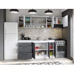 Set Mobila Bucatarie Mina Dual 230 Gri Antracit/Alb C109