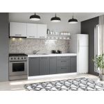Set Mobila Bucatarie Mina Dual 260 Gri Antracit/Alb C108