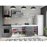 Set Mobila Bucatarie Mina Dual 260 Gri Antracit/Alb C108