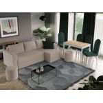 Pachet Mobila Coltar Alfa Crem + Masa Grand Stejar Auriu + 4 Scaune Grand Verde