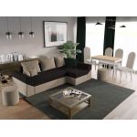 Pachet Mobila Coltar Cali Crem/Maro + Masa Grand Stejar Auriu + 4 Scaune Grand Crem