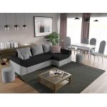 Pachet Mobila Coltar Cali Gri/Negru + Masa Grand Alba + 4 Scaune Grand Gri Deschis