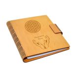 Agenda A5 din lemn personalizata, natur, Piksel, Floarea vietii, 100 pagini si pix din lemn inclus
