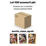 Lot accesorii pentru par, 100 produse, (bentite, elastice, clame, agrafe), bax engros