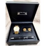 Set cadou pentru barbati Matteo Ferari, ceas, butoni, pix metalic MF052B110G - Engross