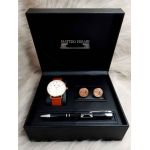 Set cadou pentru barbati Matteo Ferari, ceas, butoni, pix metalic MF071B110G - Engross