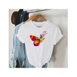 Tricou Dama Alb "Abstract Butterfly" Engros