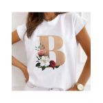 Tricou Dama Alb Alfabet litera "B" Engros