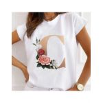 Tricou Dama Alb Alfabet litera "C" Engros
