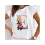 Tricou Dama Alb Alfabet litera "E" Engros