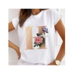 Tricou Dama Alb Alfabet litera "H" Engros