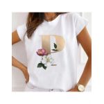 Tricou Dama Alb Alfabet litera "P" Engros