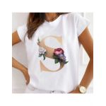 Tricou Dama Alb Alfabet litera "S" Engros