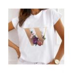 Tricou Dama Alb Alfabet litera "W" Engros