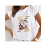 Tricou Dama Alb Alfabet litera "X" Engros