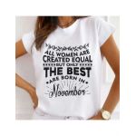 Tricou Dama Alb "Born In November" Engros