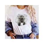 Tricou Dama Alb "British Cat" Engros