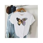 Tricou Dama Alb "Butterfly in Bloom" Engros