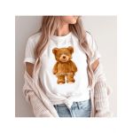 Tricou Dama Alb "Censored Bear" Engros