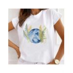 Tricou Dama Alb "Clear Blue Moon" Engros