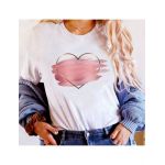 Tricou Dama Alb "Colorful Heart" Engros