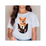 Tricou Dama Alb "Corgi" Engros