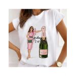 Tricou Dama Alb "Friday I Love Champagne" Engros