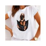 Tricou Dama Alb "German Shepherd" Engros