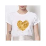 Tricou Dama Alb "Golden Heart" Engros
