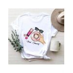 Tricou Dama Alb "Good Morning Coffee" Engros