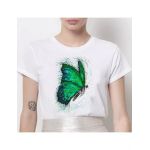 Tricou Dama Alb "Green Butterfly" Engros